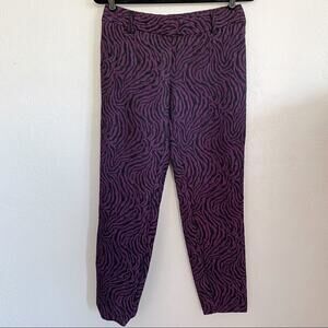 Bar III Black Purple Textured Zebra Print Pants Size 4